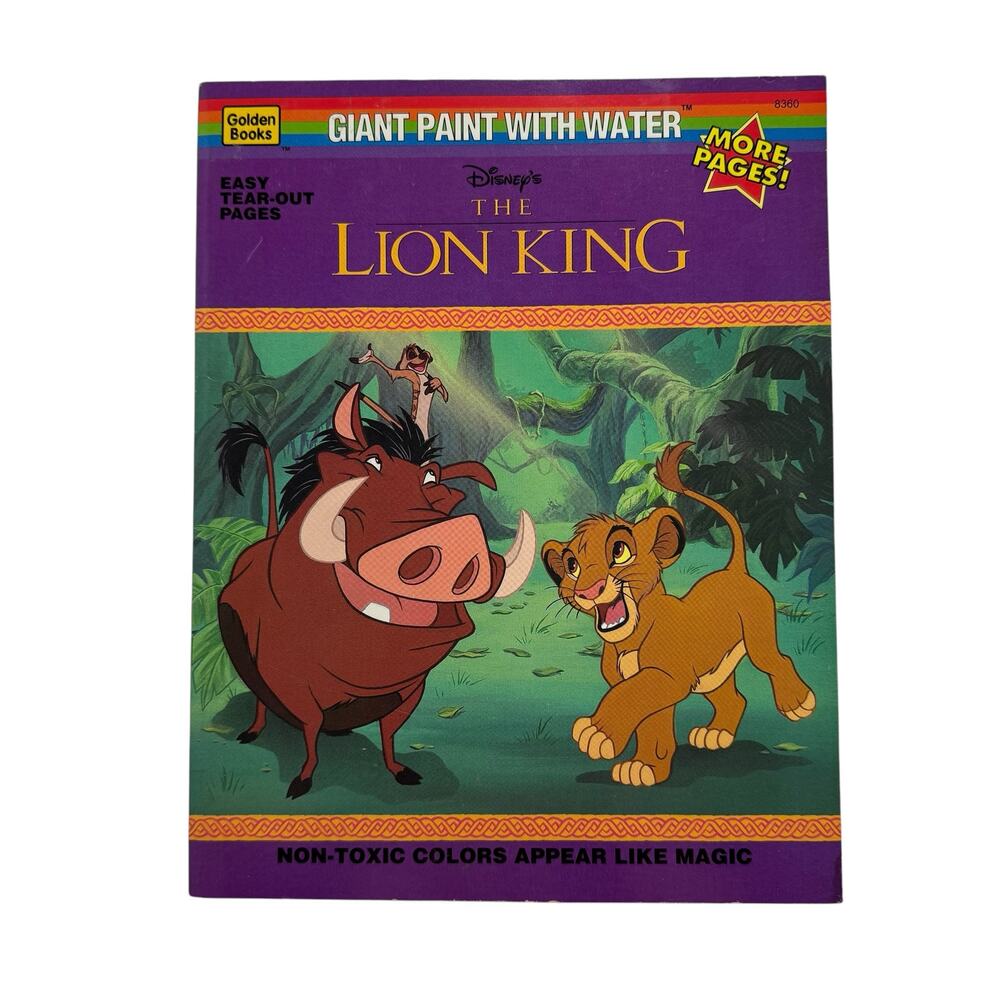 Vintage Lion King Giant Paint with Water Golden Books Activity Book 1994 *NEW*